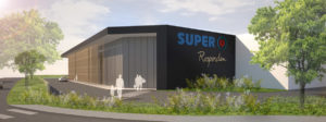 Nouvelle façade du super u de Rosporden créée par le cabinet DGA Architectes